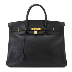 Hermes Birkin 40, Ardennes, Black, Handbag, □C stamp, 1999 production, Gold h...